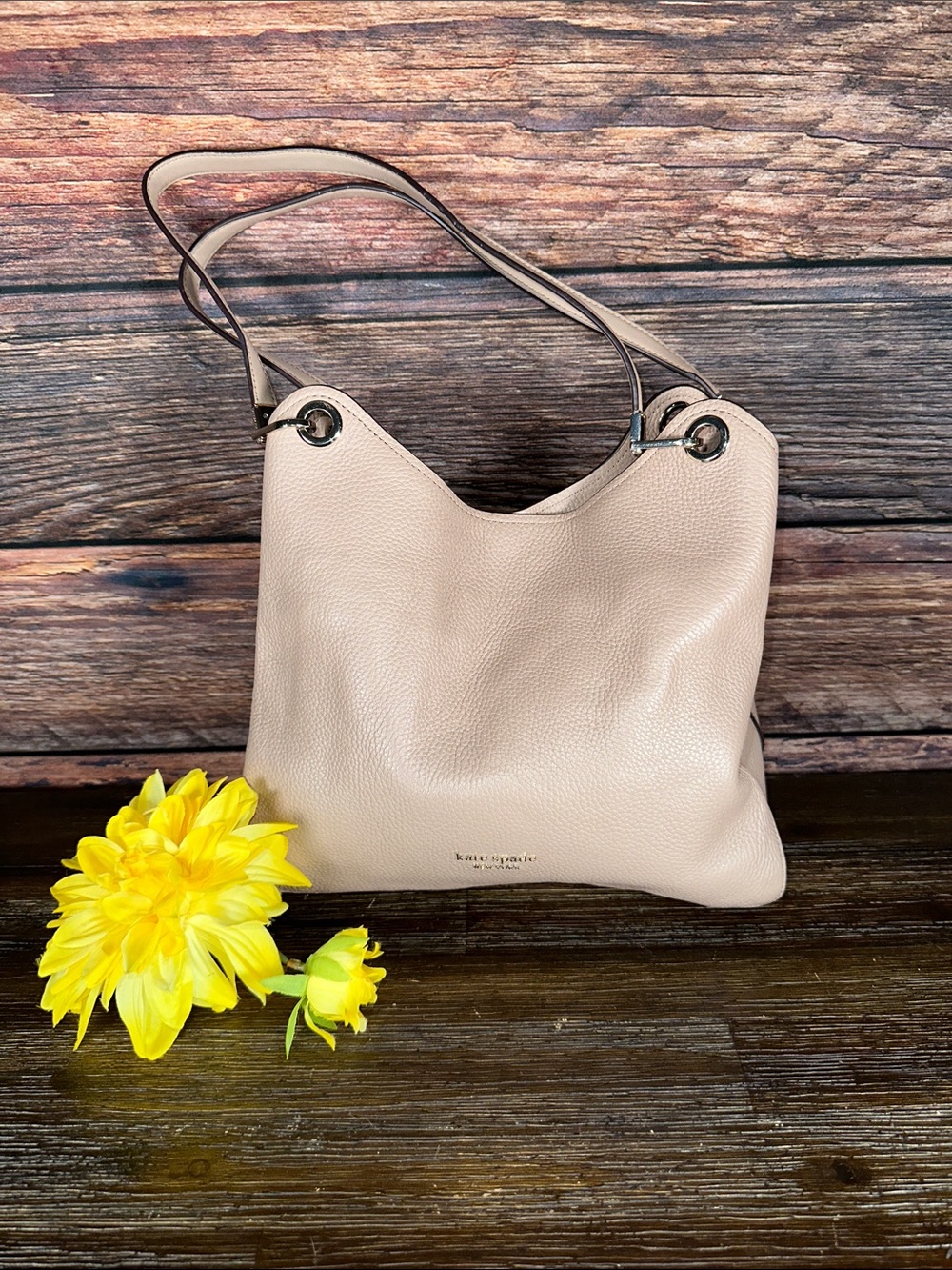 kate spade Pebbled Leather Shoulder Bag in Light Taupe